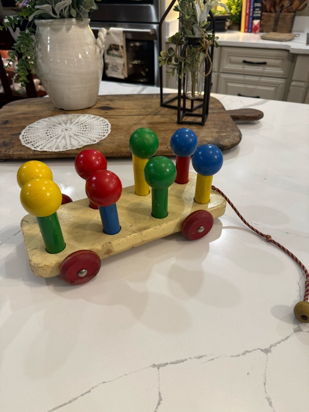 Wooden Pull-Along Peg Toy - Multicolor